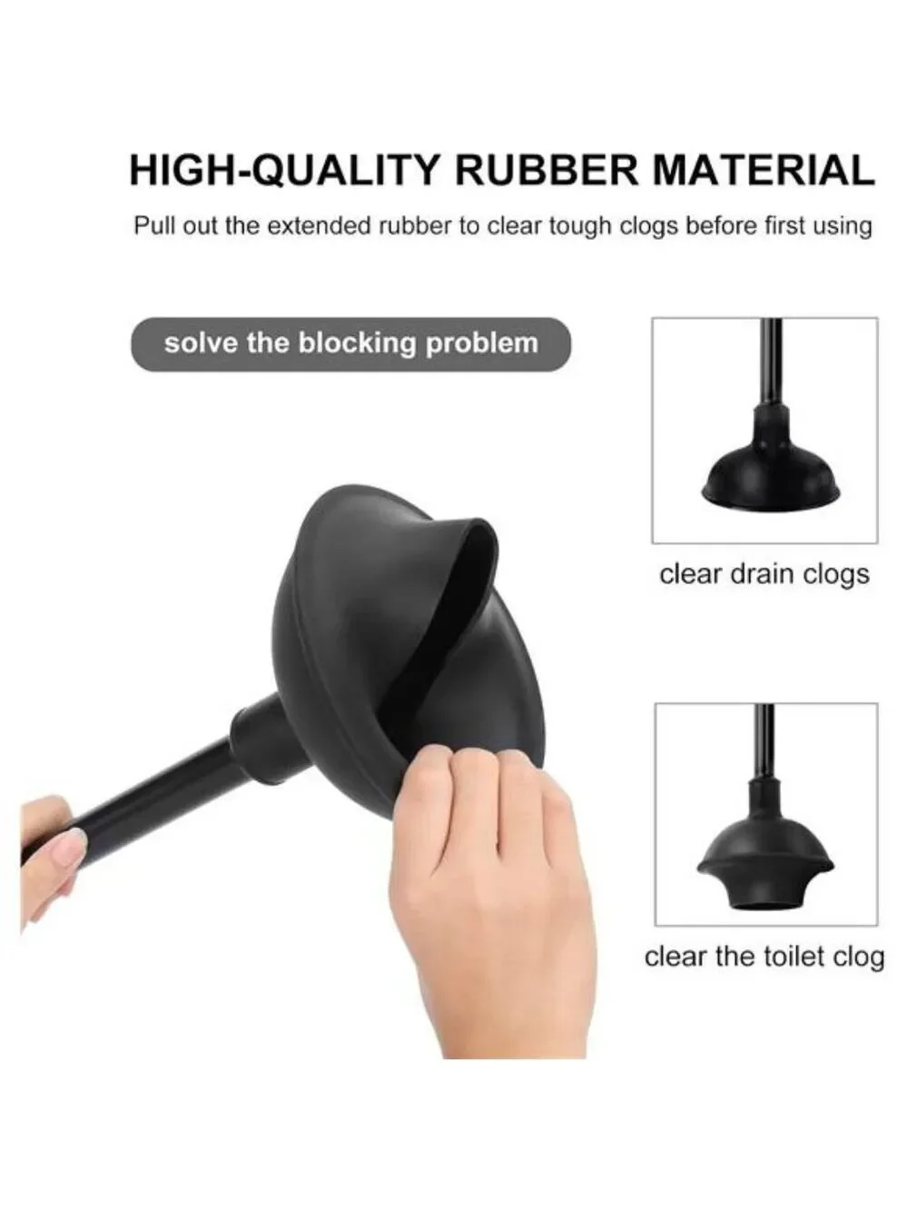 Toilet Brush and Plunger Set Heavy Duty Bathroom Cleaner Hidden Storage Black